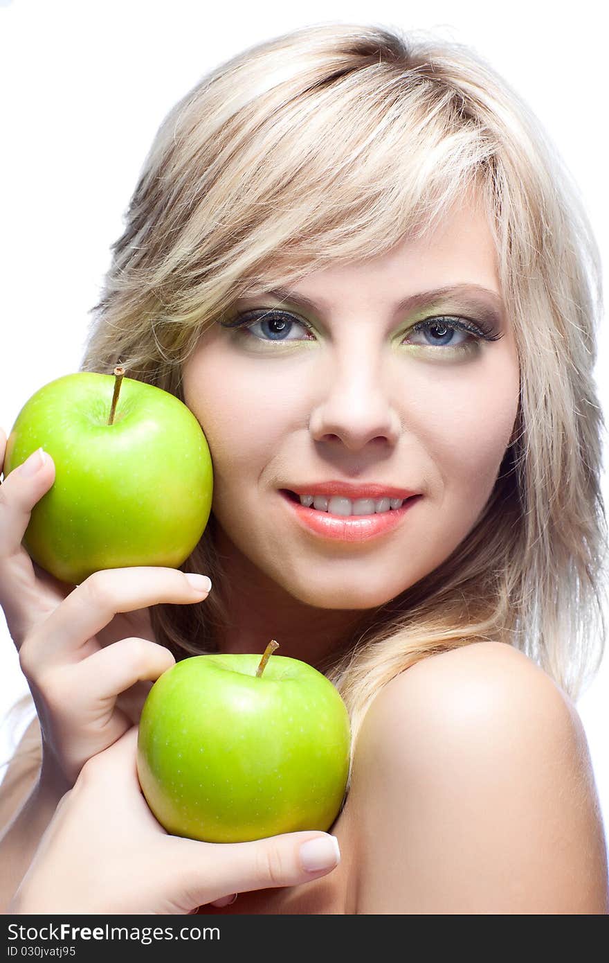 Young girl with  apples