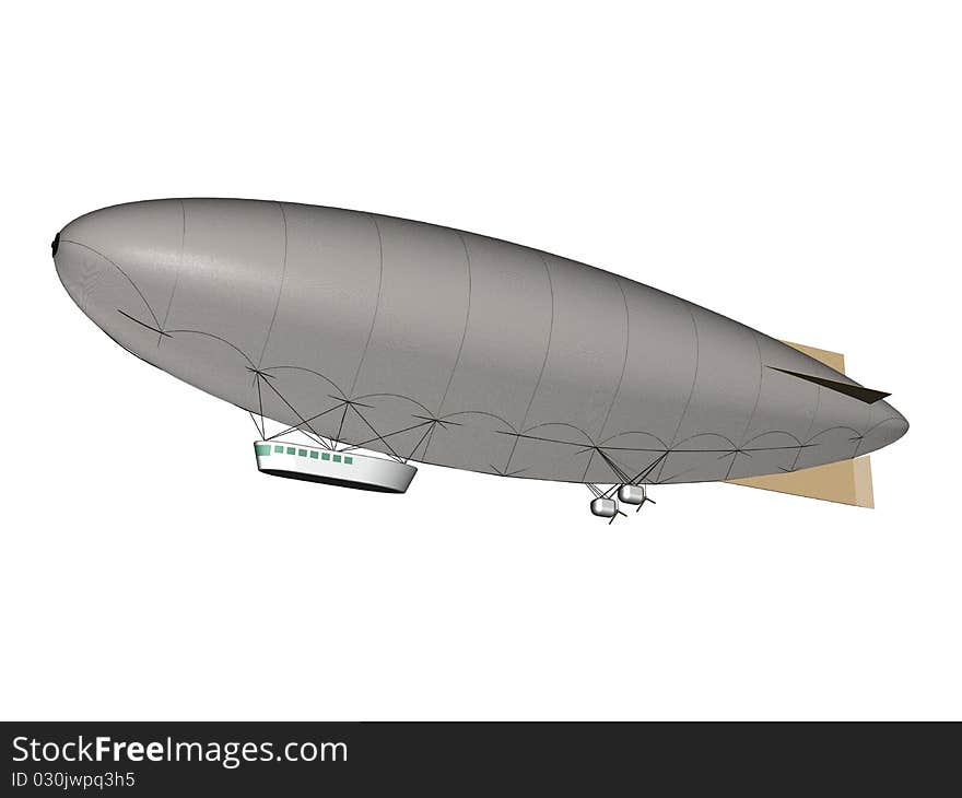 Semi-rigid airship. Exterior.