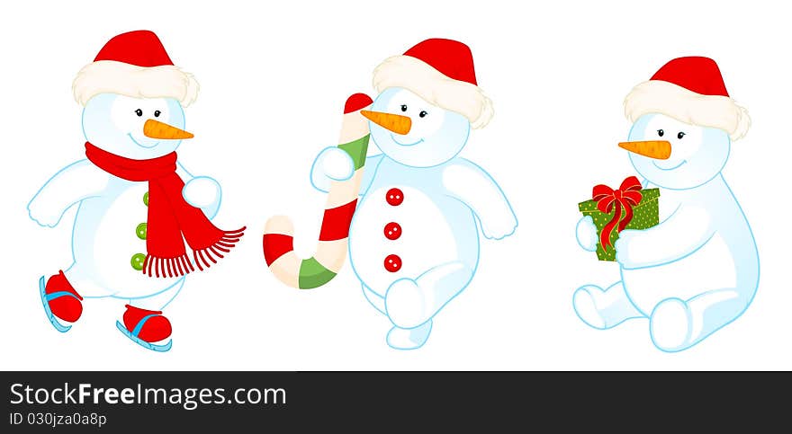 Cartoon cute snowmen