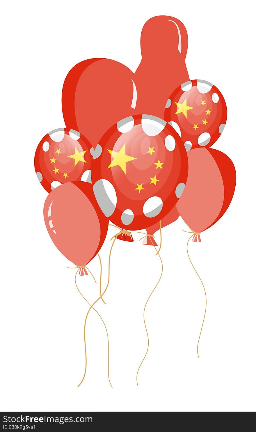 Vector illustration of red balloon of chinese flag