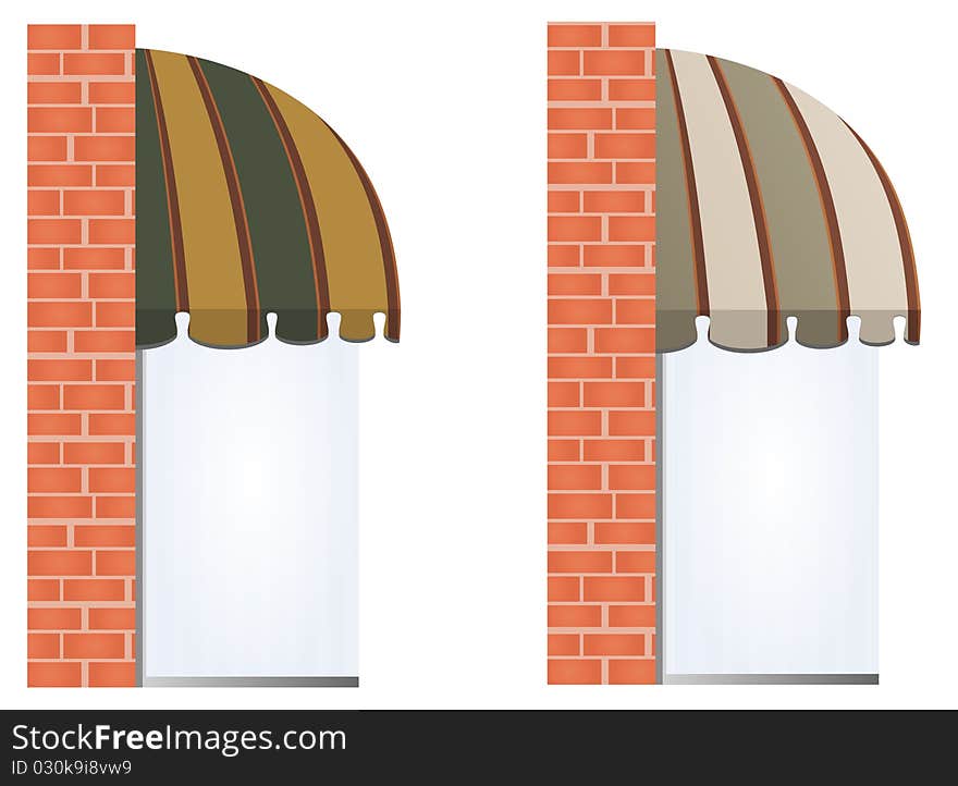 Vector illustration of two different colored awnings. Vector illustration of two different colored awnings