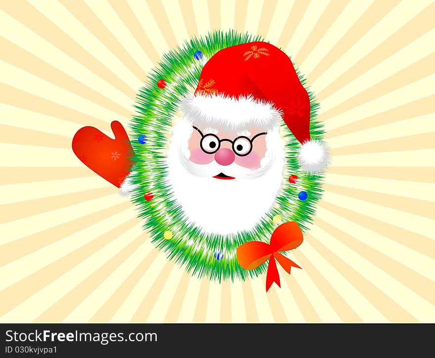 Santa on a sunshine background. Santa on a sunshine background