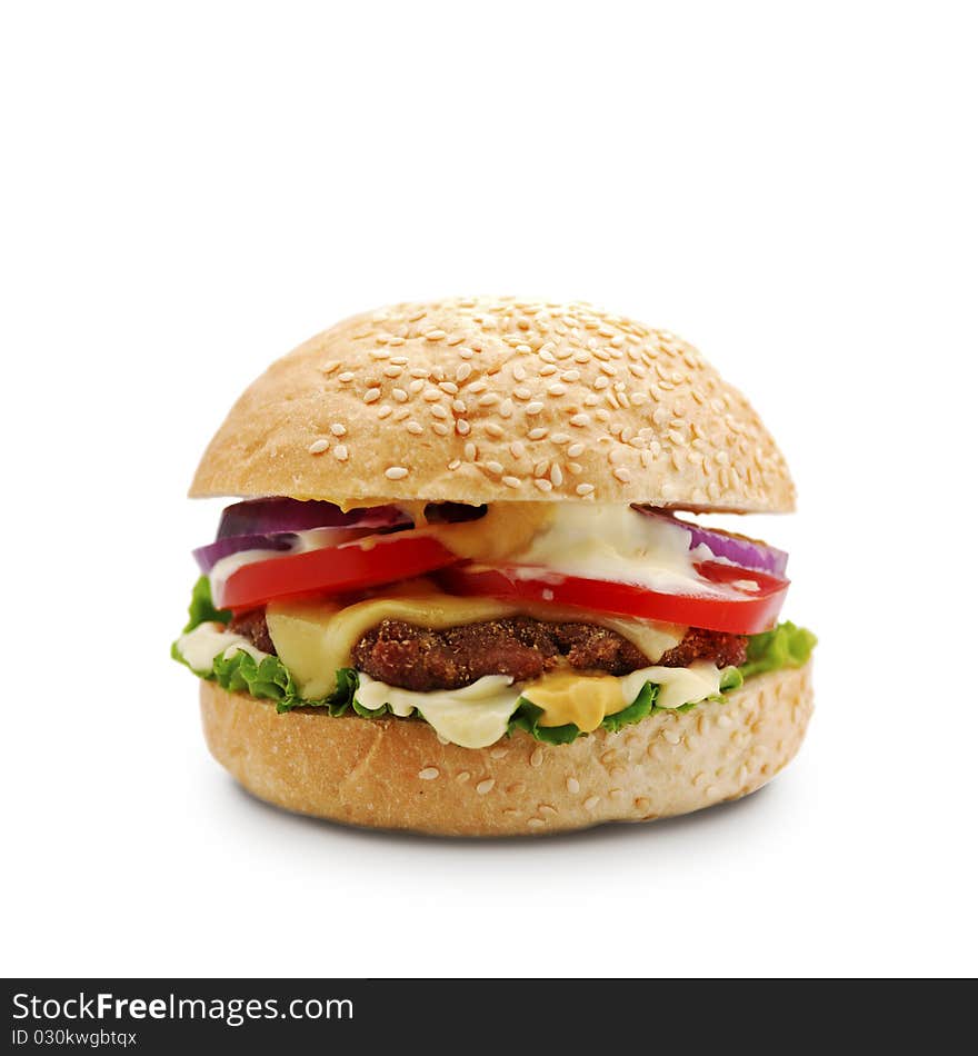 Cheeseburger on a white background