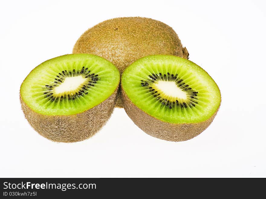 Kiwi fruits over white background - isolated