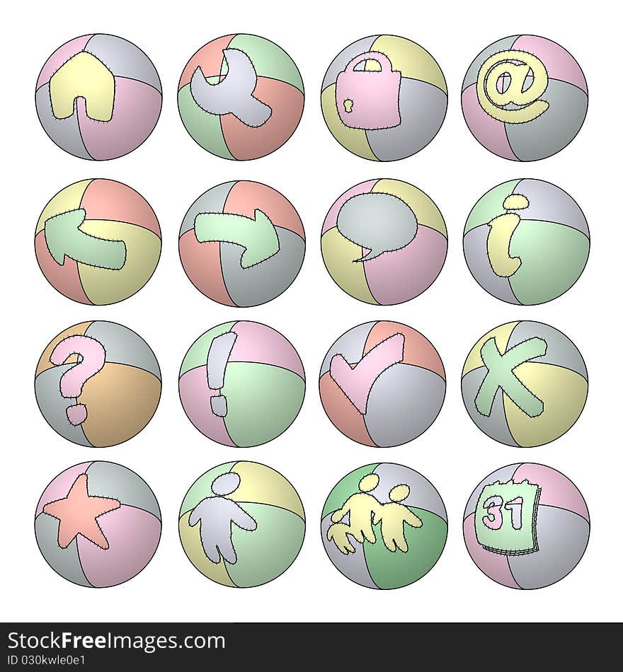 A set of web site icons on toy balloons. A set of web site icons on toy balloons.