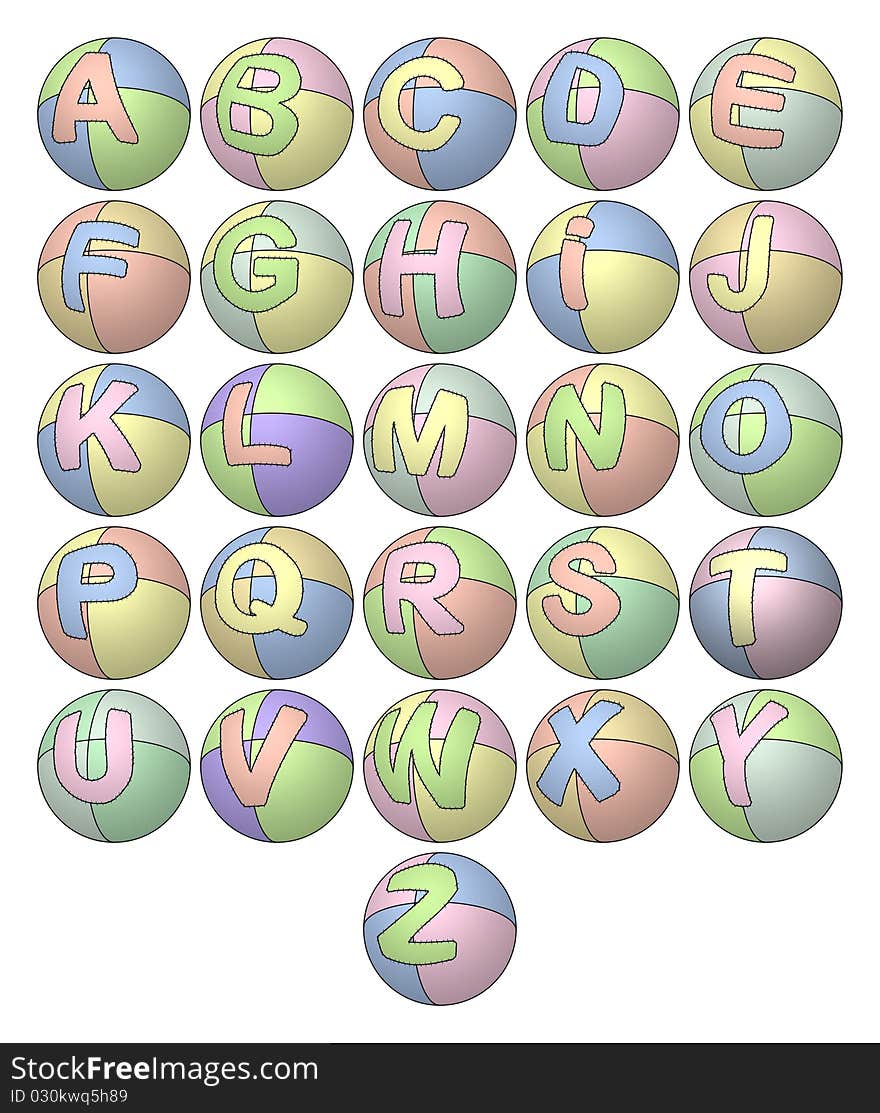 The letters of the alphabet on toy balloons icons. The letters of the alphabet on toy balloons icons.