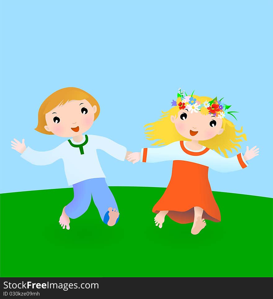 Happy couple cartoon boy and girl, vector illustration. Happy couple cartoon boy and girl, vector illustration