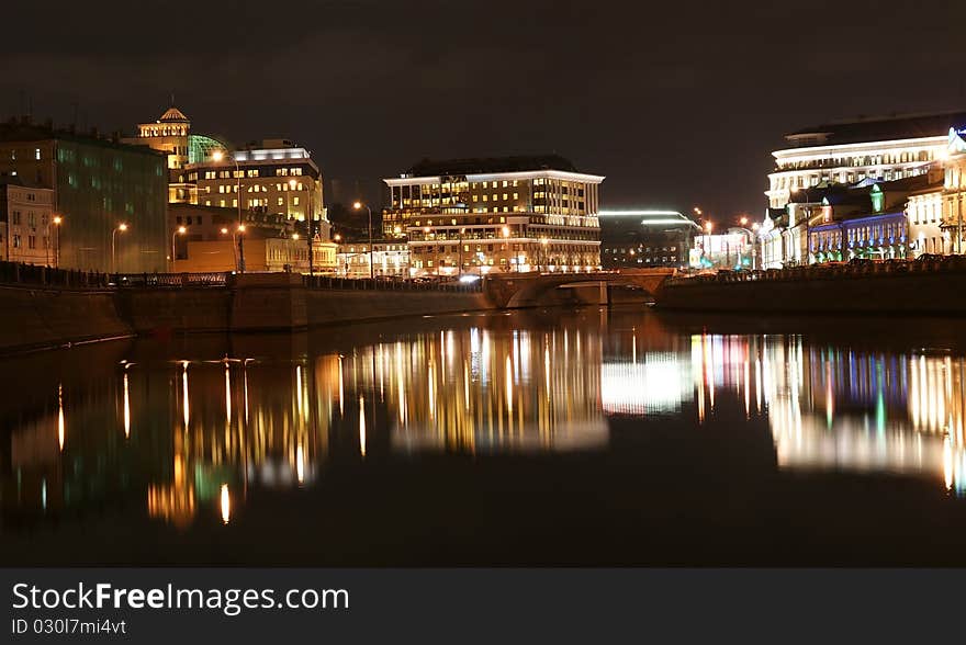 Russia, Moscow Center, Night View (panorama)