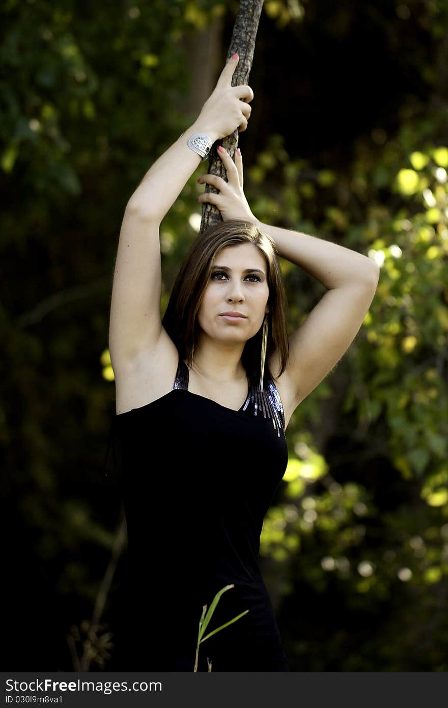 Beautiful woman on a forest