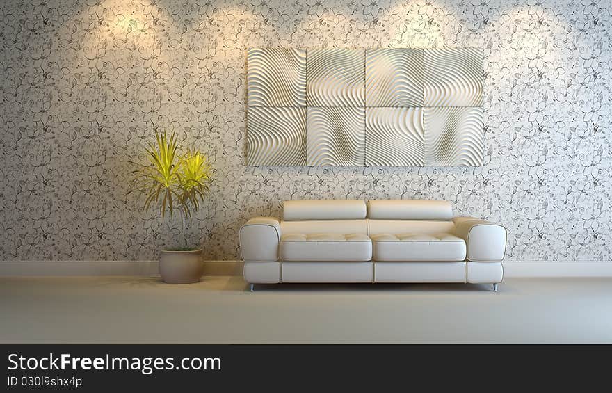 A gray 3d interior composition. A gray 3d interior composition