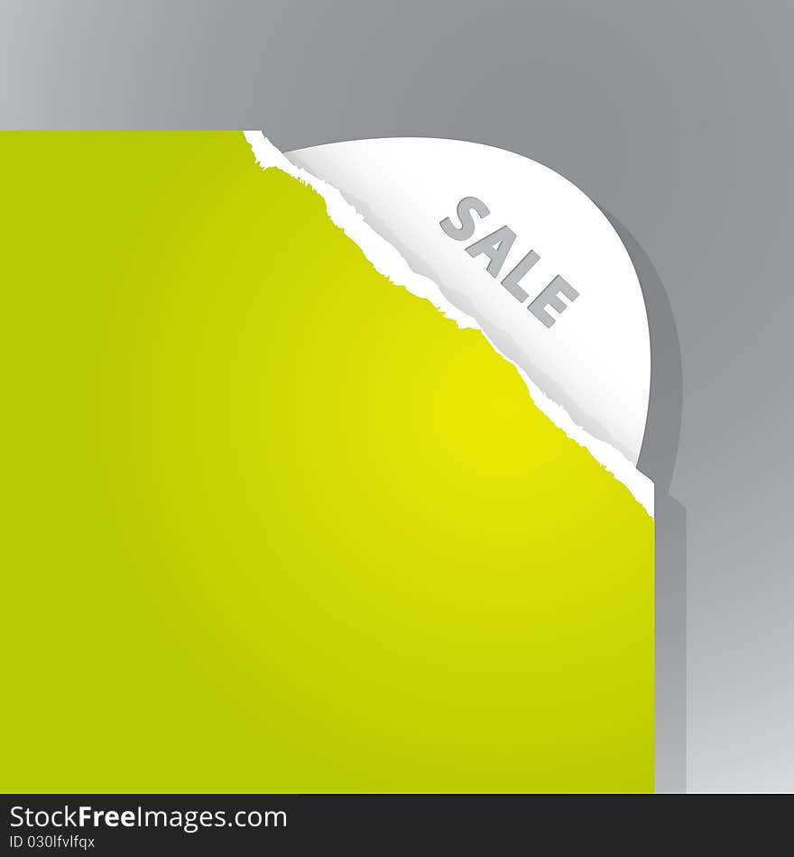 Teared paper with Sale sign. Vector art