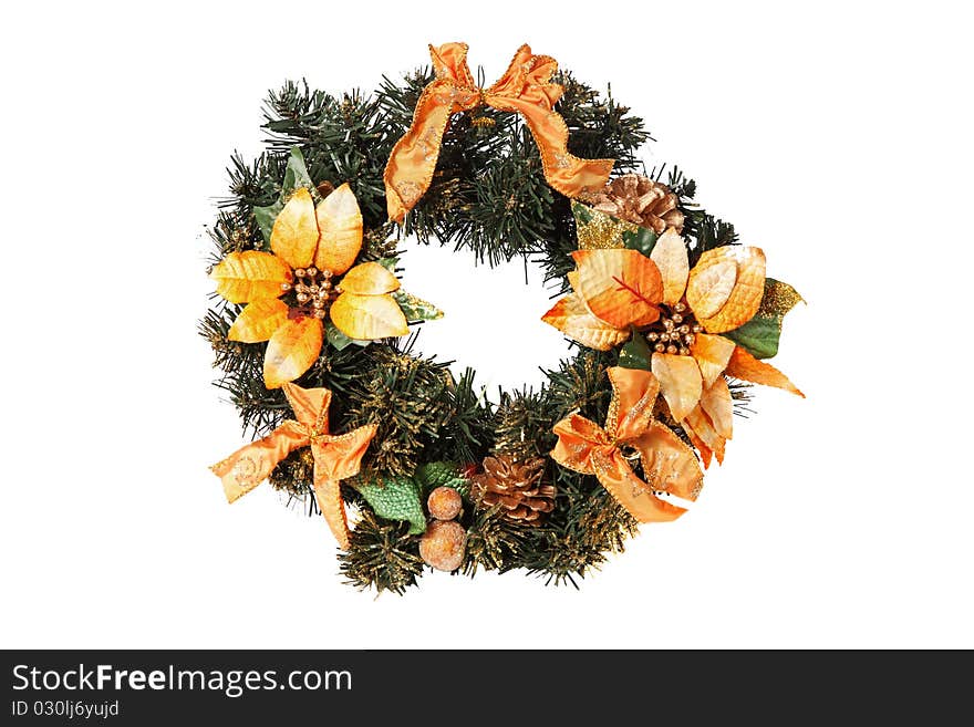 Christmas wreath, isolated on white