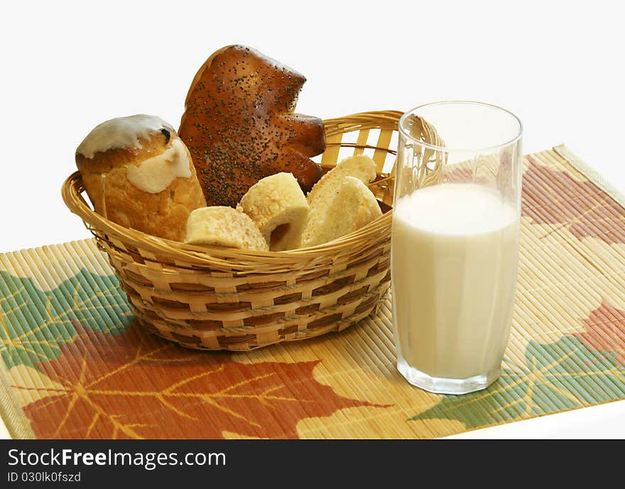 Bread and a milk glass