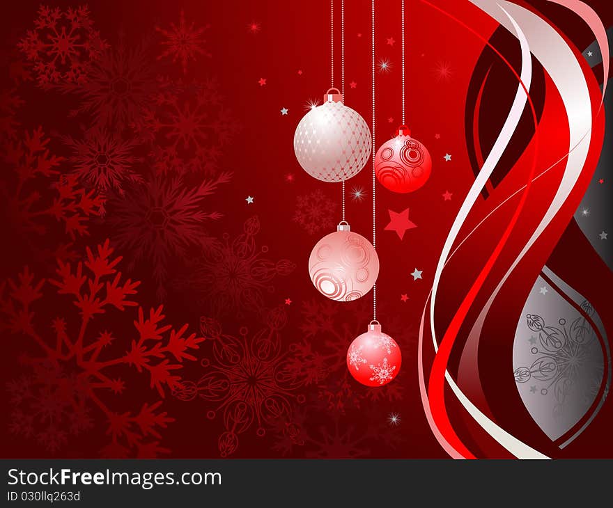 Abstract red background with Christmas balls for your design