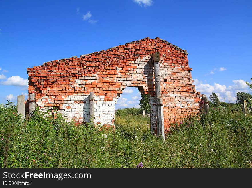 Wall of the destroyed building