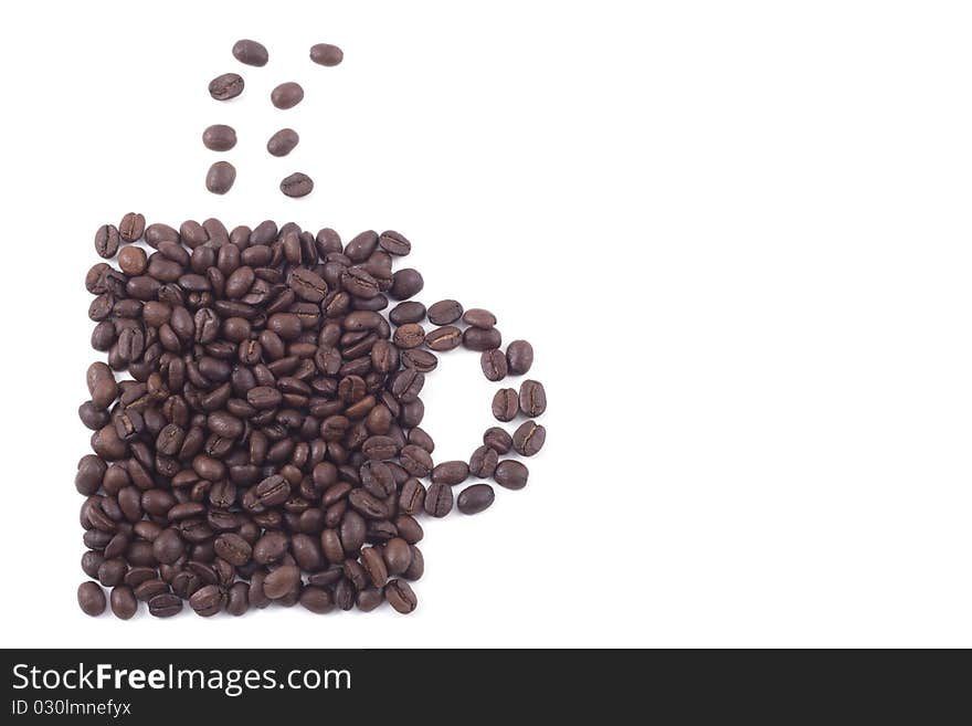 Cup Of Dark Roasted Coffee Beans