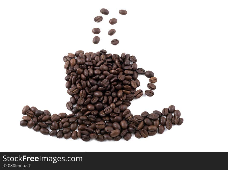 Coffee cup of coffee beans