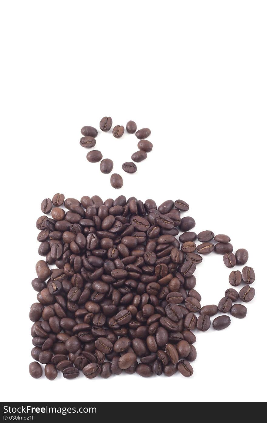 Coffee cup of coffee beans