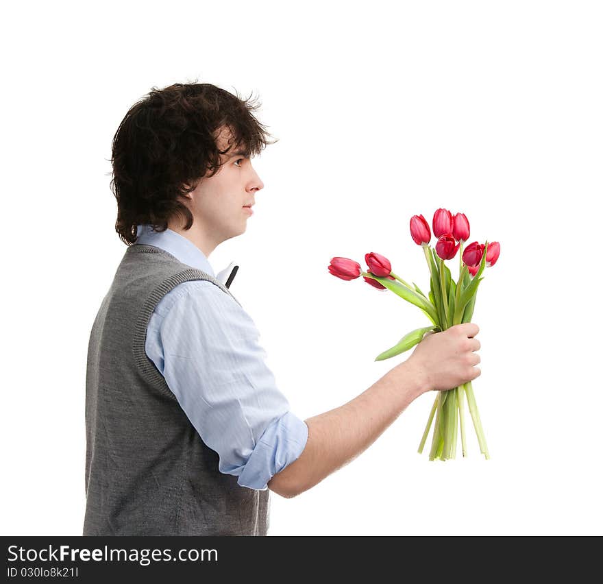 Boy with bouquet