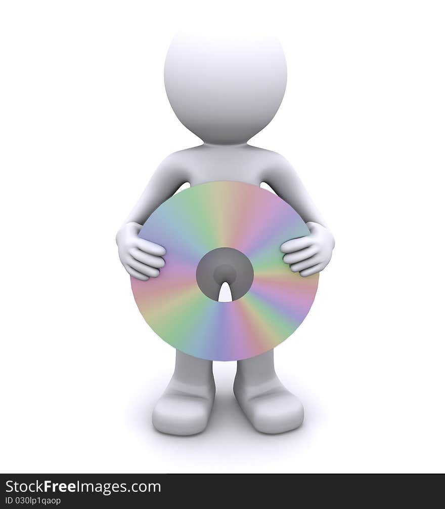 3d character holding compact disk