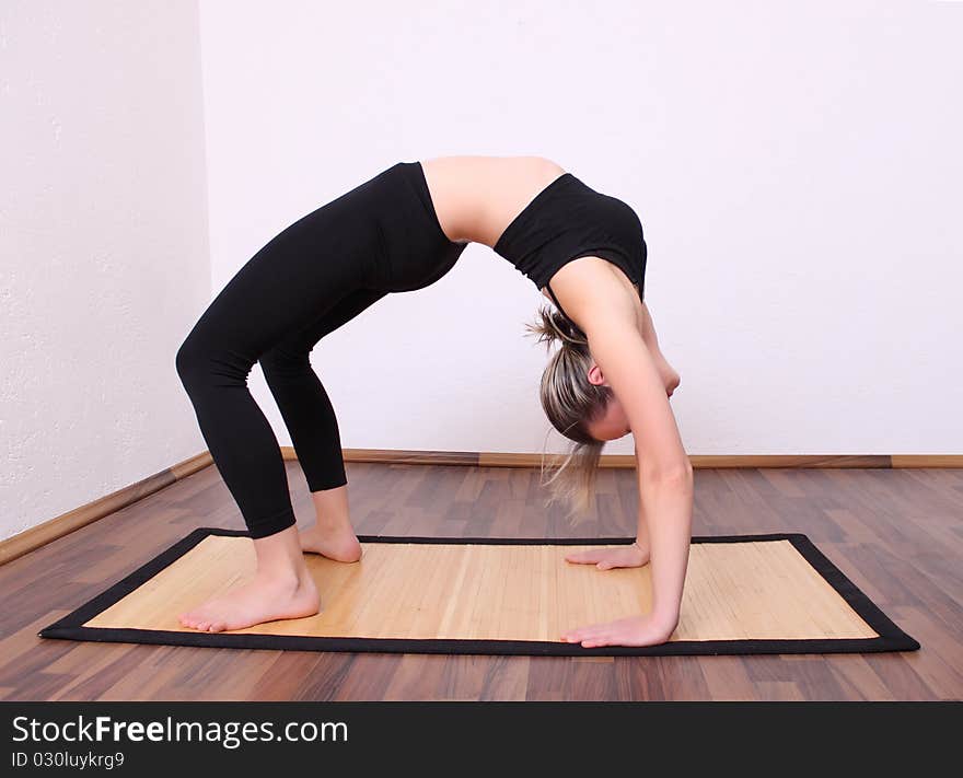 Woman doing bridge, coaching sports activities. Woman doing bridge, coaching sports activities