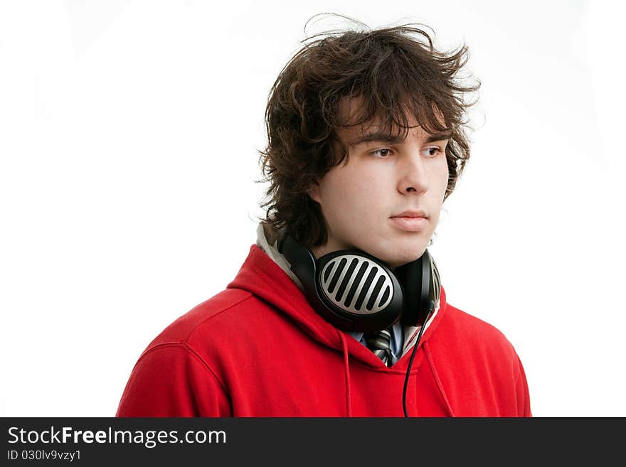 An image of a young man with headphones. An image of a young man with headphones