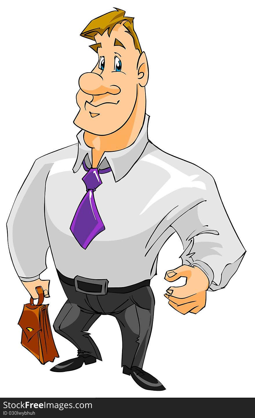 Cartoon illustration. Confident man with briefcase. Cartoon illustration. Confident man with briefcase.