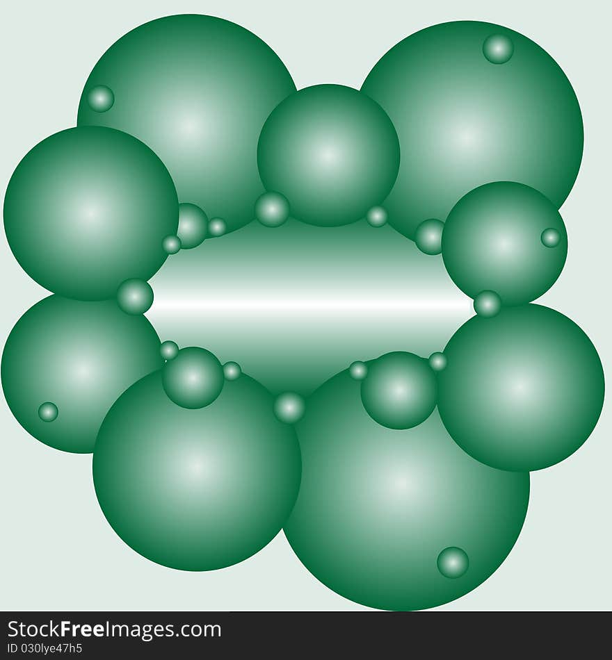 Card with a picture of green balls and place for the text in the center. Vector illustration. eps10