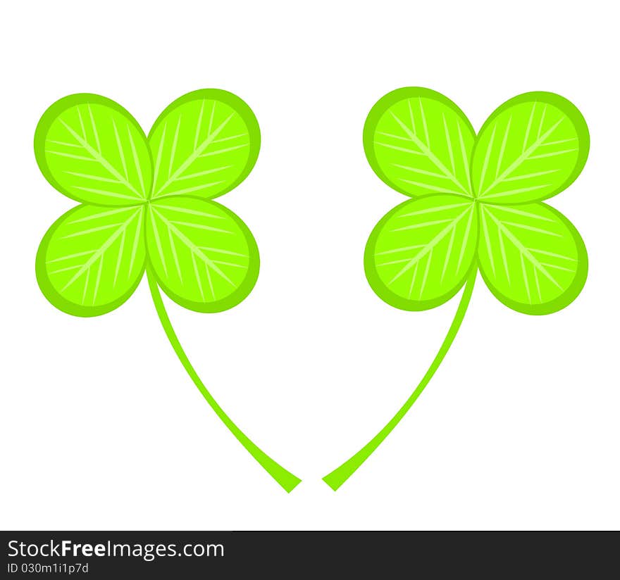 Two four-leaf clovers  illustration