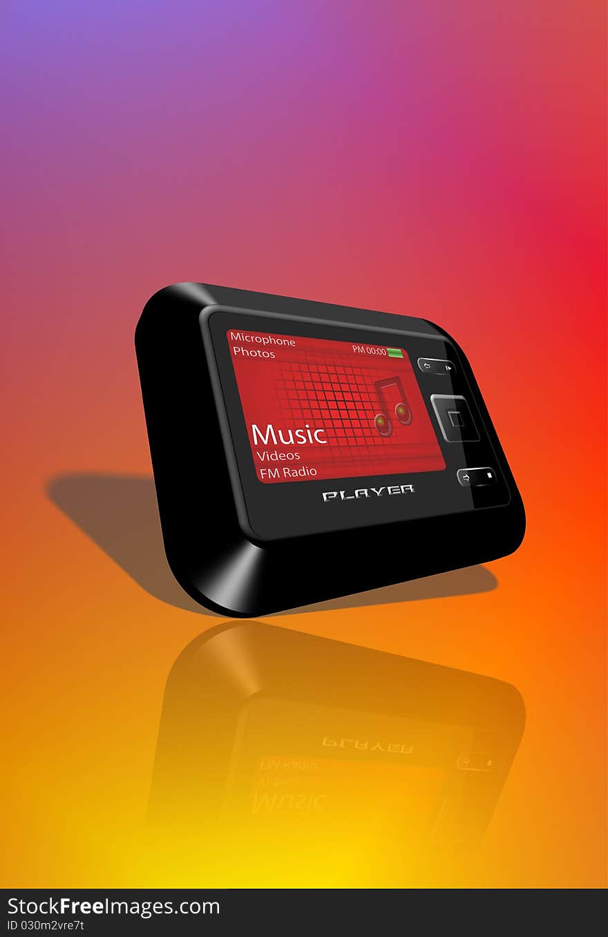 Mp3 player on colored background