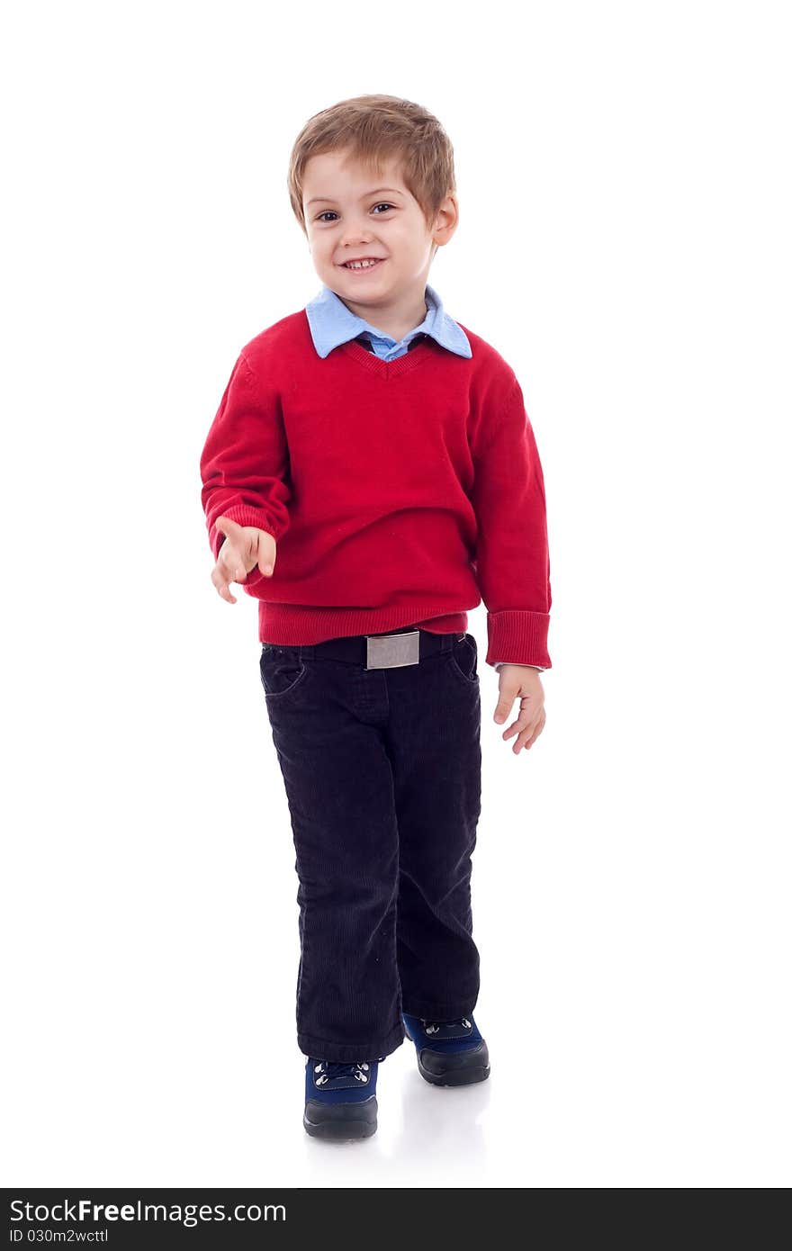 Beautiful little boy on a over white background