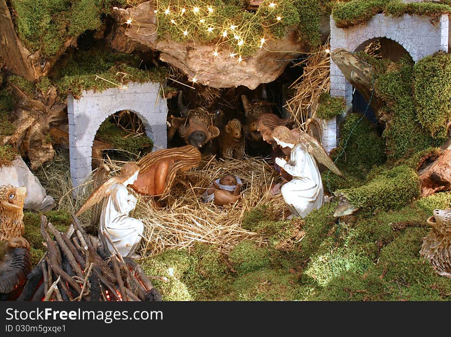 A nativity scene, creche, or crib, is a depiction of the birth of Jesus