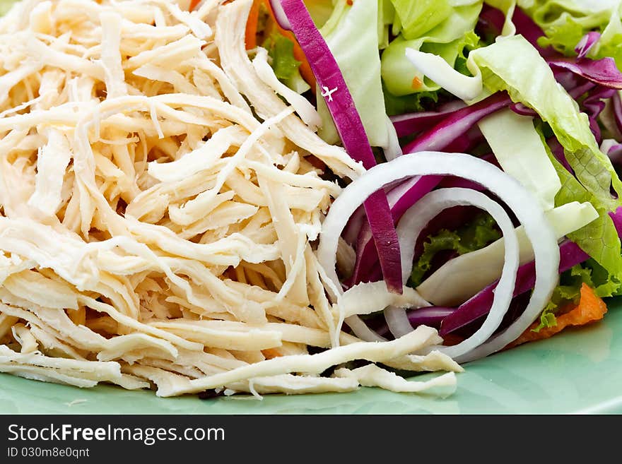 Mixed vegetables and chicken salad