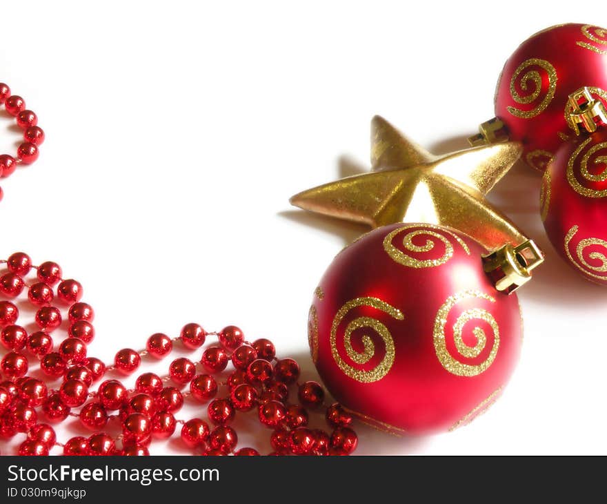 Red christmas decoration isolated on white background