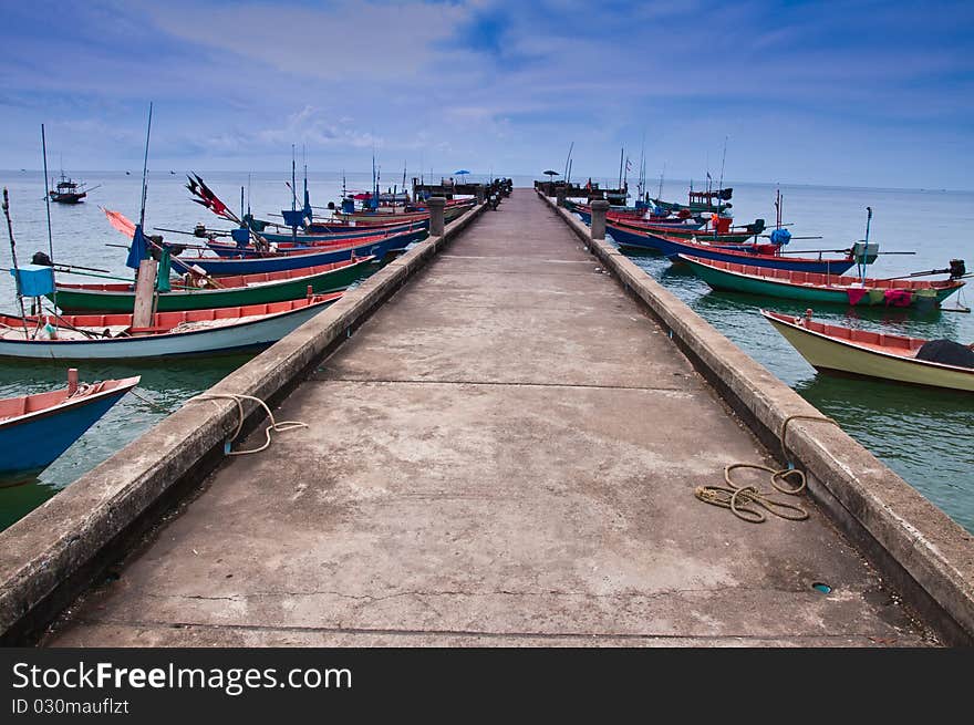 Fishing boat at Pak Nam Laem Sing Chanthaburi Thailand.