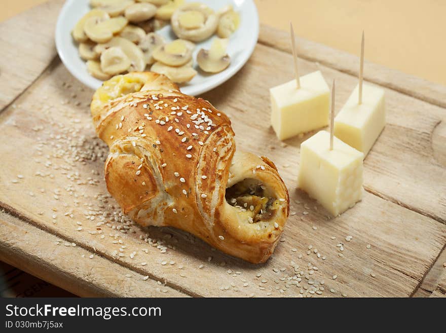 Mushroom pastry with cheese