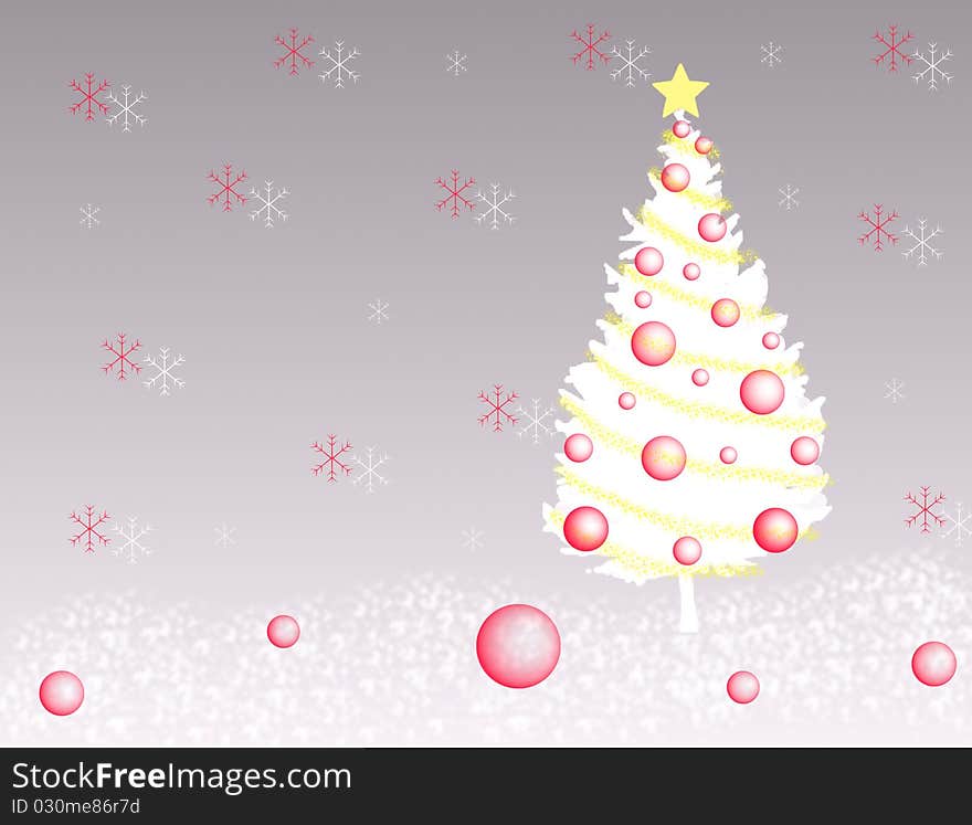 White christmas tree on gray background