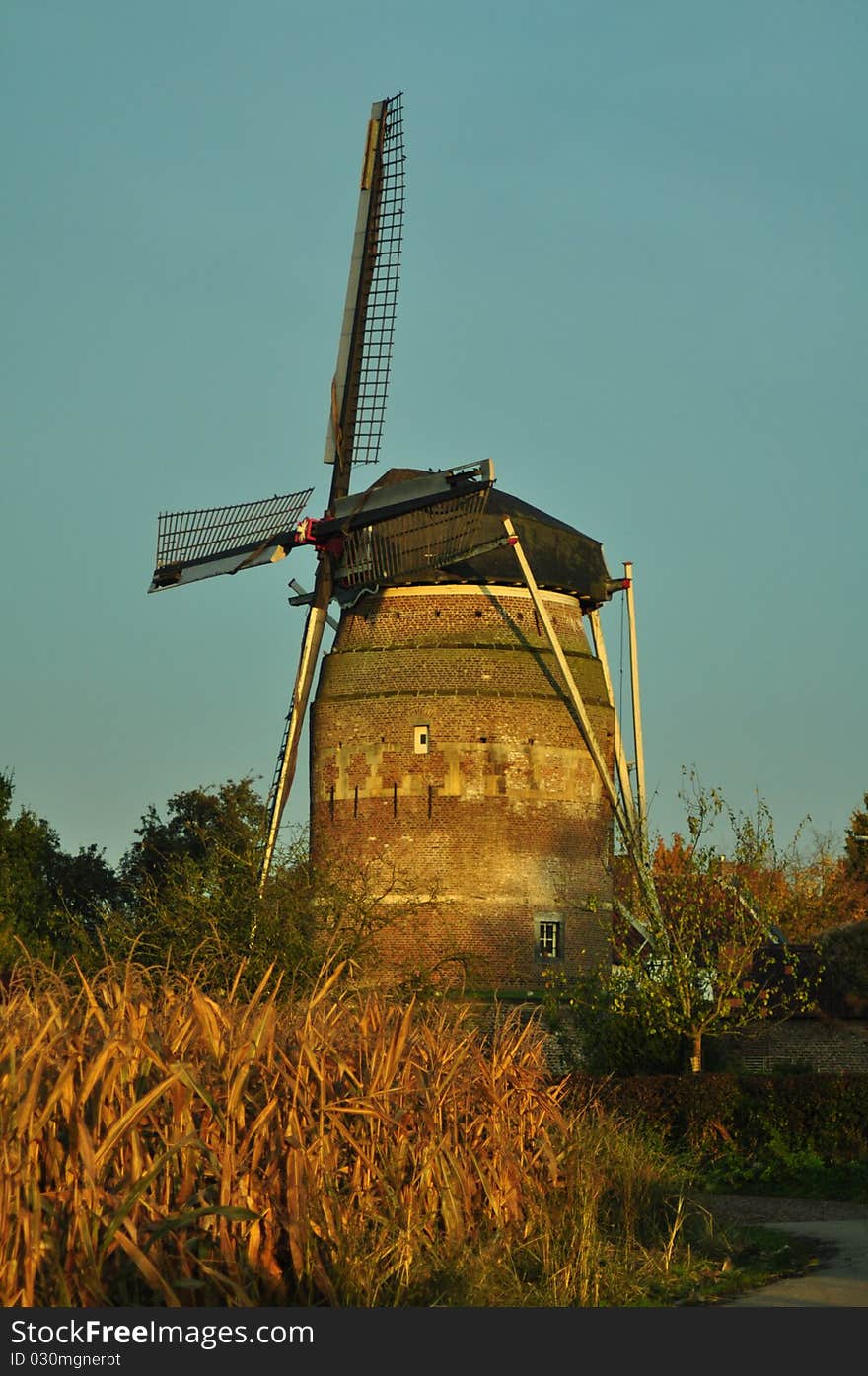 Traditional Dutch Old Windmill in the Morning Light. Traditional Dutch Old Windmill in the Morning Light