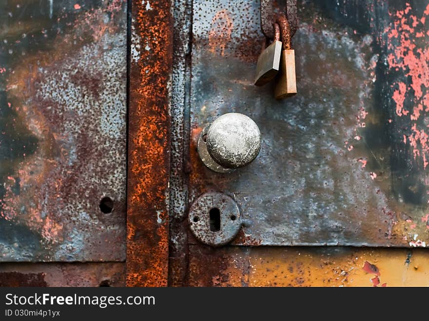 Old rusty padlock as background. Old rusty padlock as background