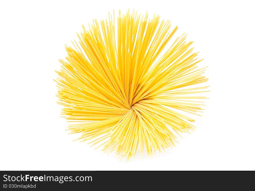 A bunch of spaghetti on white background