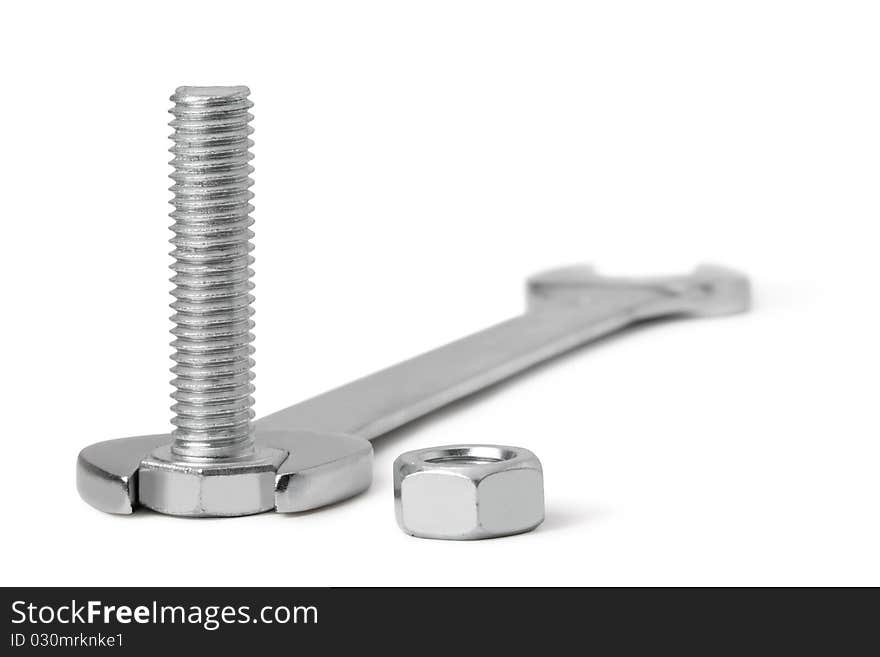 Chrome spanner, nuts and bolts