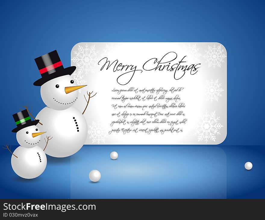 Snowman Vector Christmas Background - Ai Eps8