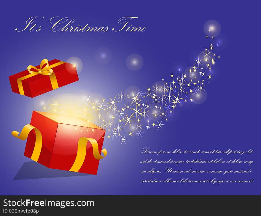 Gift box with ribbon and Christmas vector background