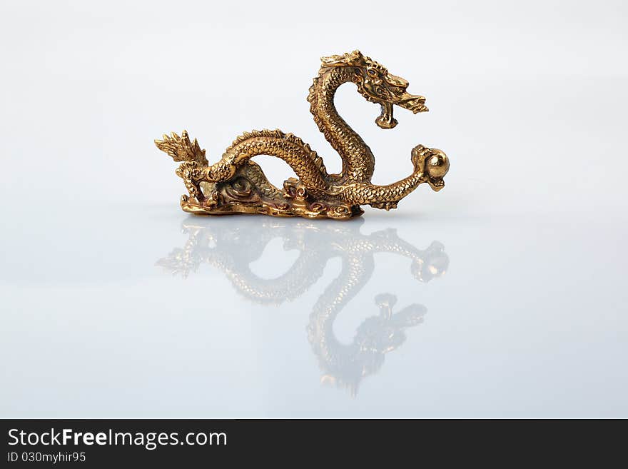 Golden Chinese Imperial Dragon with Pearl. Golden Chinese Imperial Dragon with Pearl