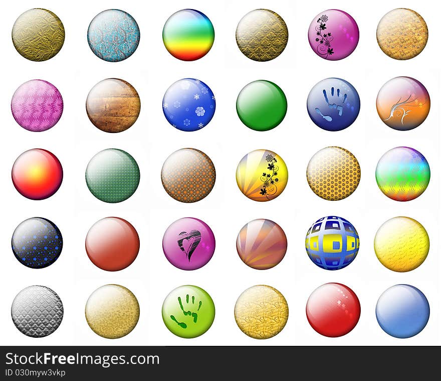 Multicolored Textural buttons on a white background. Multicolored Textural buttons on a white background