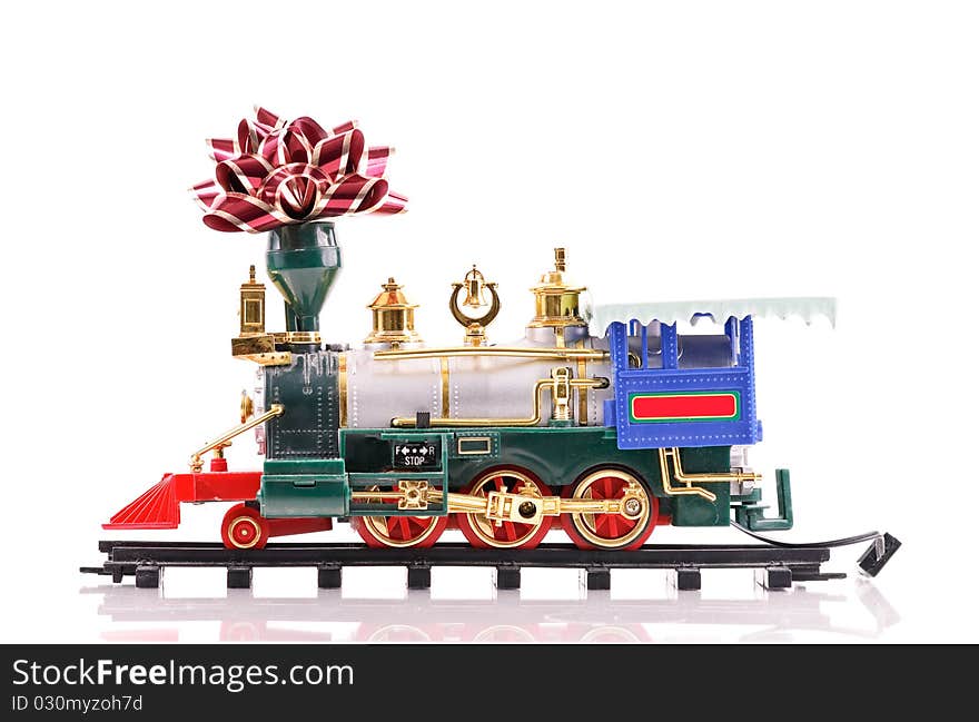 Christmas Holiday Toy Train On Track. Christmas Holiday Toy Train On Track