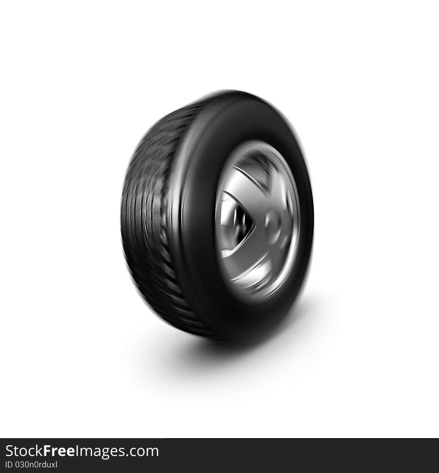 Wheel isolated on white background. 3d render