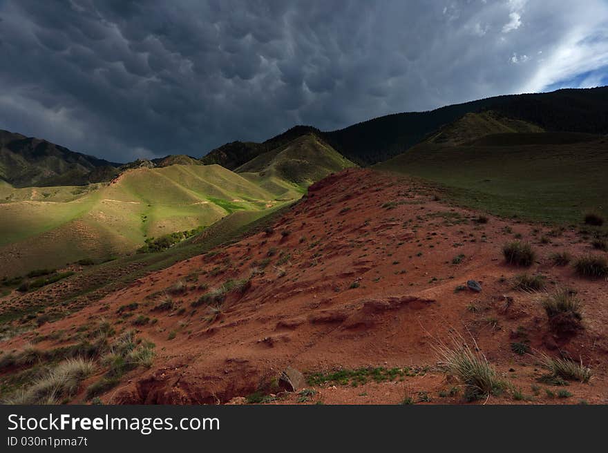 Beautiful mountain landscape with clouds. Beautiful mountain landscape with clouds