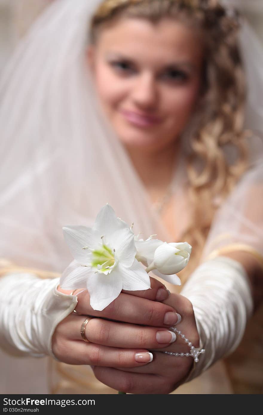 Bride with a wedding bouquet