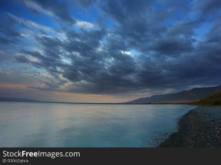 Beautiful landscape of a sunset on the sea